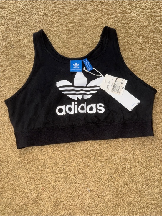 adidas Tops - adidas Black and White Trefoil Crop Sports Bra
